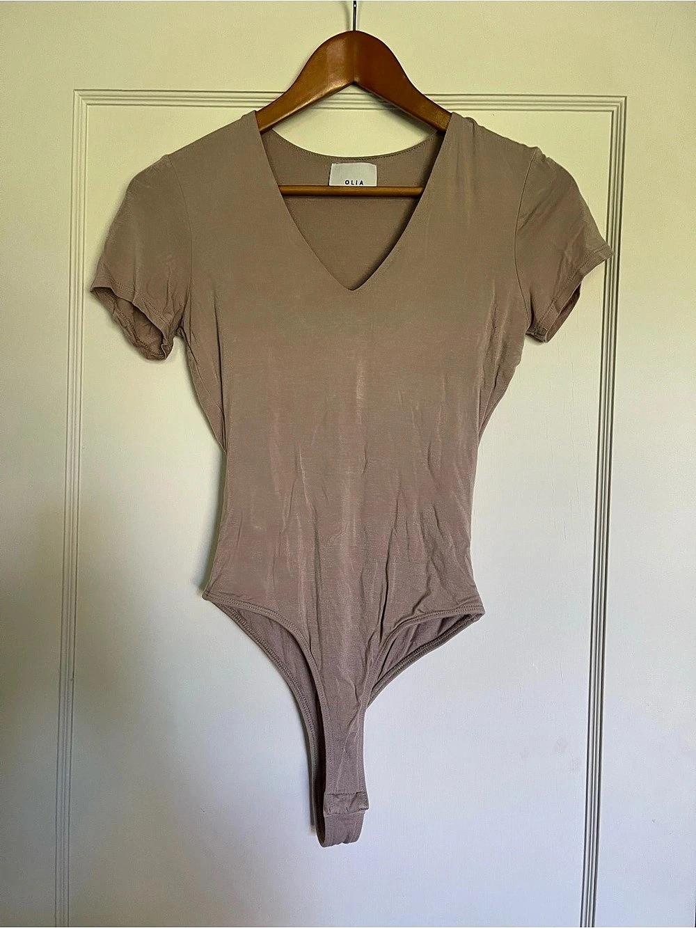 OLIA Brown V-Neck Bodysuit